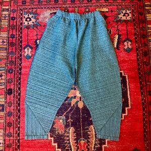 ISSEY MIYAKE PLEATS PLEASE Thicker Bounce Trousers - Knit Blue Pants - 5 - $560